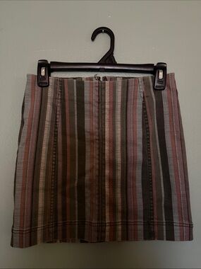 Jolt Striped Mini Skirt in Mauve, Olive, and Gray
